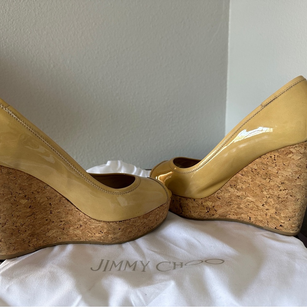 Jimmy Choo Yellow Wedge Sandals - Picture 2 of 3